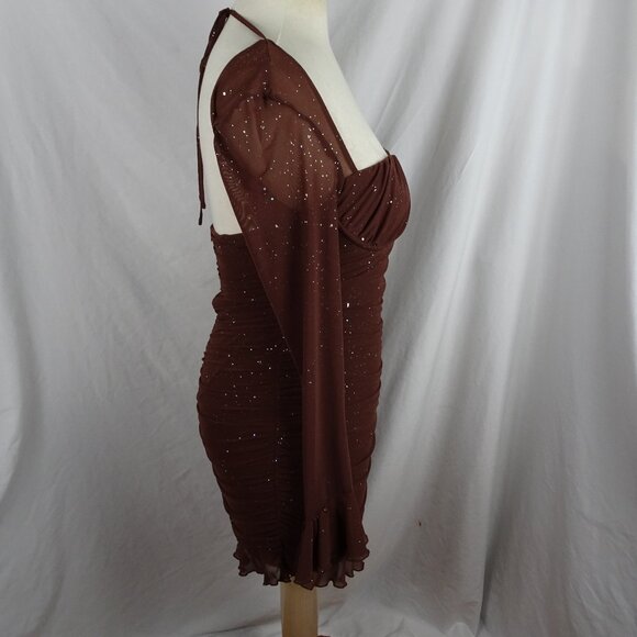 Women Brown Sparkly Dress Size M - Picture 2 of 8